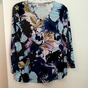 ✨️Chico's Blue Floral 🌺 Blouse | Chico's Size 2